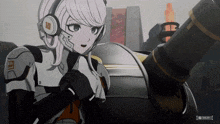 a video game character has the number 10 on her headband