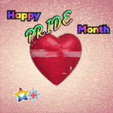 a happy pride month greeting card with a heart