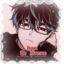 a drawing of a boy with glasses and the name ivan de matas