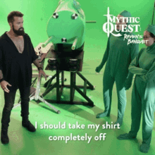 greased up take my shirt off green screen mythic quest apple tv