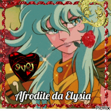 a picture of afrodite da elysia holding a rose