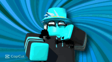 a cartoon character wearing a top hat and a black shirt with the word zang on it