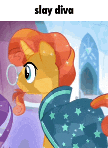 a picture of a pony with the words " slay diva " above it