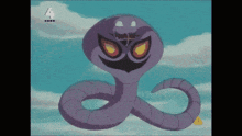 a cartoon of a purple snake with the number 4 on it