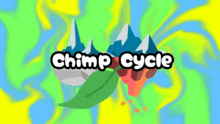 a logo for chimp cycle shows mountains and a leaf