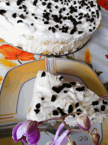 a slice of cake sits on a plate next to a pie