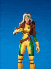 rogue from the x-men is wearing a yellow and green outfit