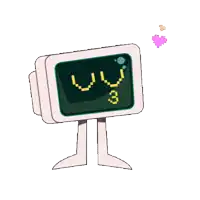 a cartoon illustration of a computer monitor with the letter v on it
