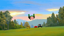 a transformer is flying through the air in a cartoon