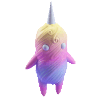 a colorful unicorn with a white horn on top of it