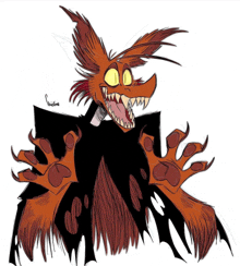 a drawing of a monster with the name christine on the bottom right