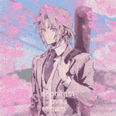 sephiroth loves camo is written on a picture of two anime characters