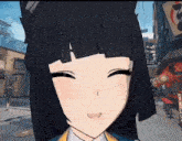 a close up of a cartoon character 's face with a smile