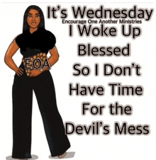a cartoon of a woman with the words " it 's wednesday encourage one another ministries "