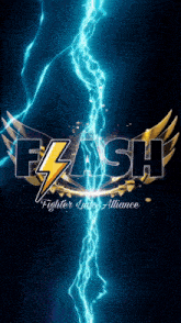 a logo for flash fighter into alliance with a lightning bolt