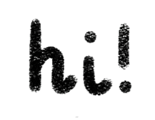 a black and white drawing of the word hi