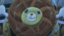 a cartoon drawing of a teddy bear with a smiley face