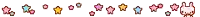 a bunch of colorful stars are lined up in a row on a white background
