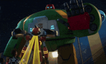 a robot with the number 65 on it 's shirt