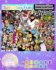 saturday fun remote toons poster with cartoon network characters