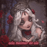 a drawing of a woman with the words ada mesmer de ale below her