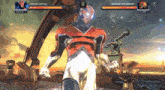 captain britain is being played in a video game against armageddon
