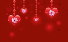 Red Hanging Hearts Hearts N Flowers GIF
