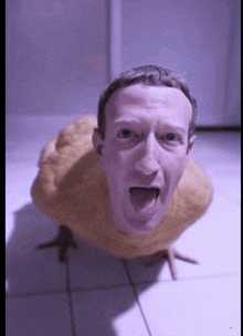 a man with his tongue hanging out looks like a chicken
