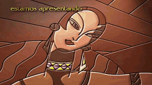 a drawing of a woman with the words " estamos apresentando " on the bottom