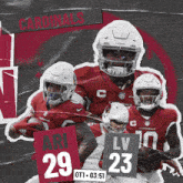 a poster for the cardinals football team with players holding signs