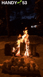 a picture of a fire with handy 53 written above it