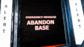 a sign that says abandon base on it