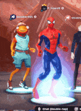 a screenshot of a video game shows a spider man and a fishman