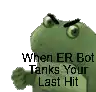 a green frog is giving a fist bump and says `` when er bot tanks your last hit ''