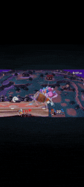 a video game character is being attacked by another character .