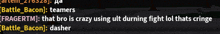 a screenshot of a video game with the words battle bacon teamers and fragertm
