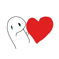 a drawing of a sad ghost and a broken heart
