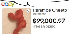 an ebay ad for harambe cheetos with a picture of the cheetos