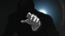 a black and white drawing of a hand reaching out into the dark