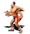 a pixel art of a naked man in boxing gloves standing on a white surface .