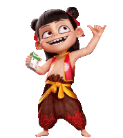 a cartoon character is holding a box of cigarettes and making a funny face