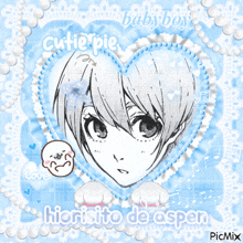 a drawing of a baby boy in a heart with the words cutie pie babyboy
