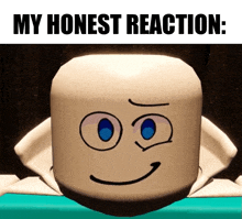 a picture of a face with the words " my honest reaction " on it