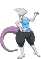 a cartoon of mewtwo wearing a wii fit top