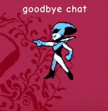 a pixel art of a person with the words goodbye chat