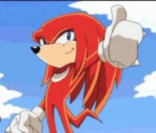 a cartoon character with red hair is giving a thumbs up sign .