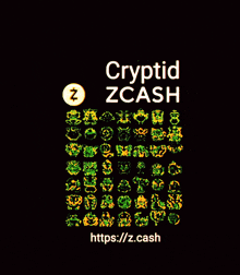 a black background with cryptid zcash written on the top