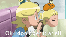 a cartoon of a girl with a mouse on her head and the words ok i don t get it at all