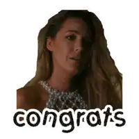 a woman is drinking from a glass and the word congrats is on the bottom right