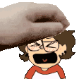a cartoon boy with glasses is being pummeled by a cat .